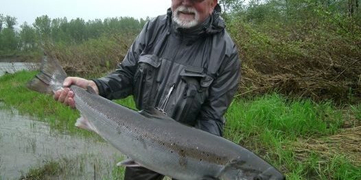 Wolfgang with his 30 lb. Atlantic salmon from Friday morning