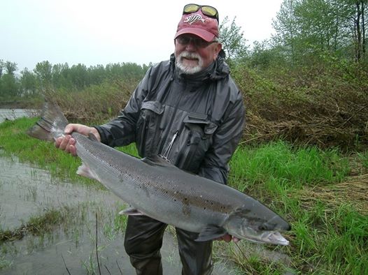 Wolfgang with his 30 lb. Atlantic salmon from Friday morning