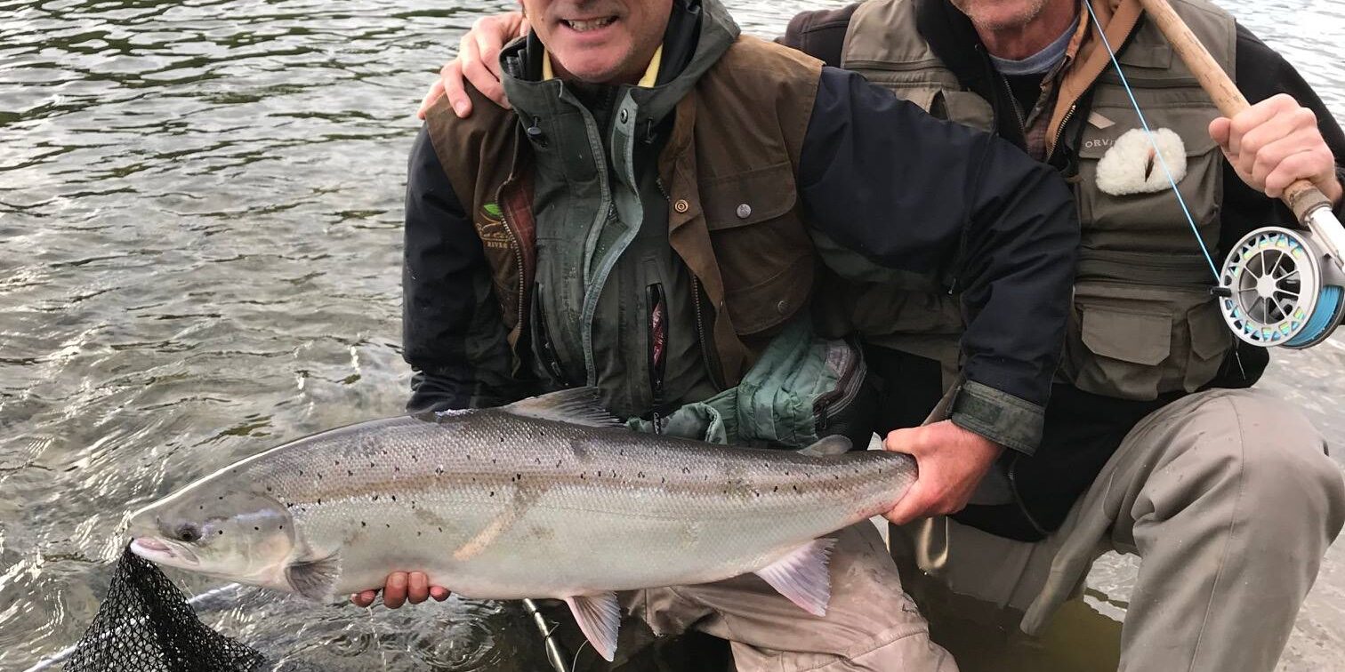 Mark and a bright atlantic salmon