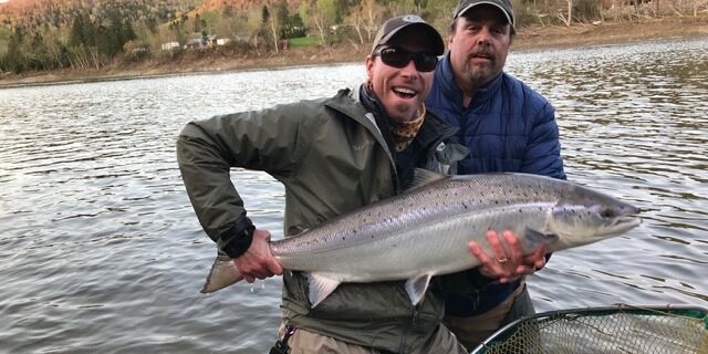 Rob Lewis and an atlantic salmon